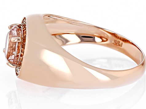 Peach Morganite 10k Rose Gold Men's Ring 1.71ctw