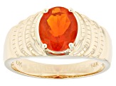 Orange Fire Opal 14k Yellow Gold Men's Ring 1.62ctw