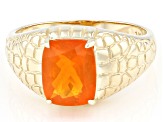Orange Fire Opal 10k Yellow Gold Men's Ring 1.85ct