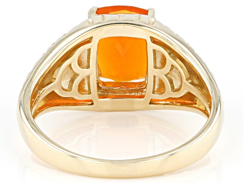 Orange Fire Opal 10k Yellow Gold Men's Ring 1.85ct