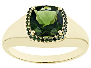 Moldavite 10k Yellow Gold Men's Ring 2.29ctw