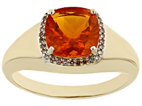 Orange Fire Opal 10k Yellow Gold Men's Ring 1.84ctw