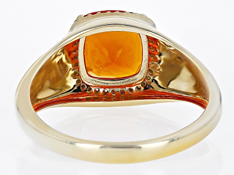 Orange Fire Opal 10k Yellow Gold Men's Ring 1.84ctw