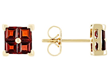 Picture of Red Garnet 14k Yellow Gold Men's Stud Earrings 1.40ctw