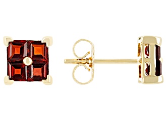 Red Garnet 14k Yellow Gold Men's Stud Earrings 1.40ctw