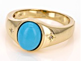 Blue Sleeping Beauty Turquoise 10k Yellow Gold Men's Ring