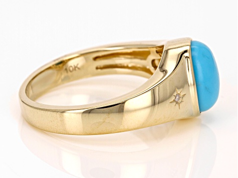 Blue Sleeping Beauty Turquoise 10k Yellow Gold Men's Ring