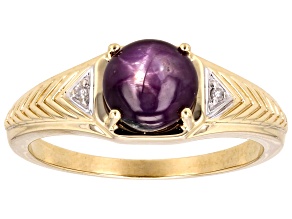 Red Star Ruby 10k Yellow Gold Men's Ring