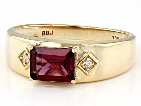 Grape Color Garnet 10k Yellow Gold Band Ring 1.60ctw