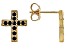 Black Spinel 10k Yellow Gold Men's Cross Stud Earrings 0.24