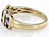 Blue Tanzanite 10k Yellow Gold 3-Stone Men's Ring 1.66ctw