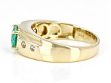 Green Ethiopian Emerald 10k Yellow Gold Men's Ring 1.06ctw