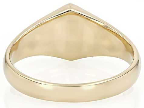 Blue Lab Created Alexandrite 10k Yellow Gold Signet Unisex Ring 0.05ct