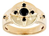 Black Spinel 10k Yellow Gold Unisex Signet Ring 0.63ctw