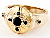 Black Spinel 10k Yellow Gold Unisex Signet Ring 0.63ctw