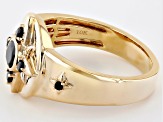 Black Spinel 10k Yellow Gold Unisex Signet Ring 0.63ctw