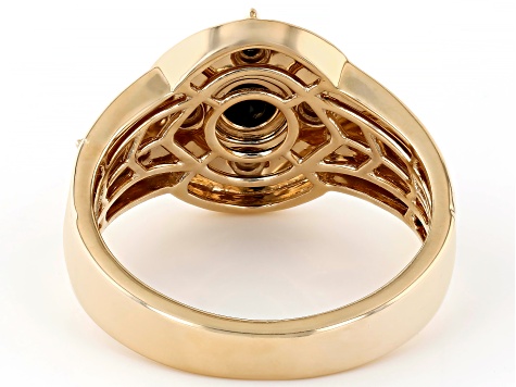 Black Spinel 10k Yellow Gold Unisex Signet Ring 0.63ctw