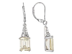 Yellow labradorite rhodium over sterling silver earrings 3.94ctw