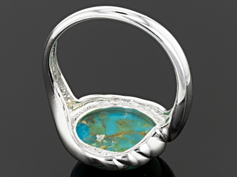 Blue Composite Turquoise Rhodium Over Sterling Silver Ring