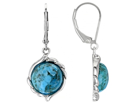 Blue Composite Turquoise Sterling Silver Dangle Earrings