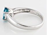 Blue Zircon Rhodium Over Sterling Silver Solitaire Ring 1.48ctw