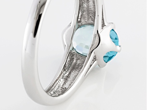 Blue Zircon Rhodium Over Sterling Silver Solitaire Ring 1.48ctw