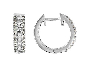 Picture of White Diamond Rhodium Over Sterling Silver Earrings 0.50ctw