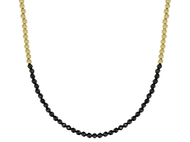 Black Spinel 18k Yellow Gold Over Sterling Silver Bead