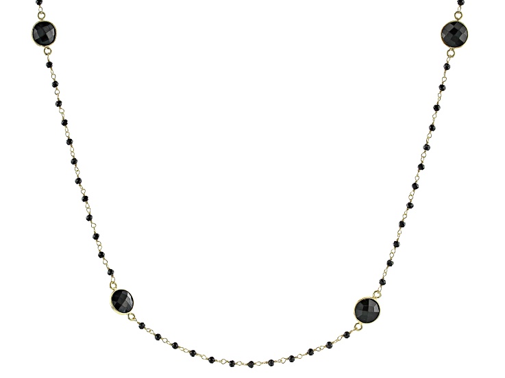 Black Spinel 18k Yellow Gold Over Sterling Silver Necklace
