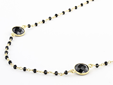 Black Spinel 18k Yellow Gold Over Sterling Silver Necklace 26.00ctw