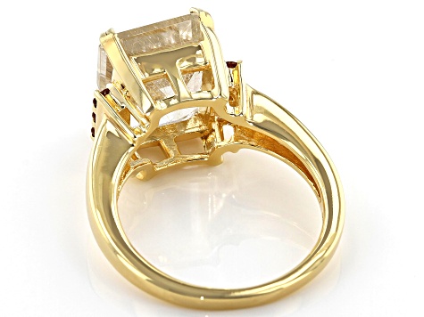 Yellow Rutilated Quartz 18k Yellow Gold Over Silver Ring 4.86ctw