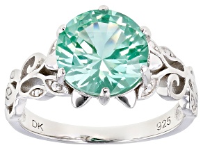 Green Lab Created Spinel Rhodium Over Silver Ring 3.27ct