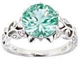 Green Lab Created Spinel Rhodium Over Silver Ring 3.27ct