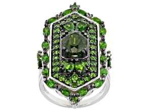 Green Chrome Diopside Rhodium Over Silver Ring 5.36ctw