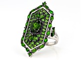 Green Chrome Diopside Rhodium Over Silver Ring 5.36ctw