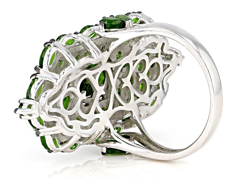 Green Chrome Diopside Rhodium Over Silver Ring 5.36ctw - NCH020 