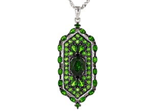 Green Chrome Diopside Rhodium Over Silver Pendant With Chain 4.76ctw