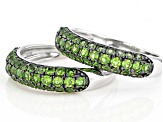 Green Chrome Diopside Rhodium Over Silver Set of 2 Rings 2.11ctw