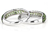 Green Chrome Diopside Rhodium Over Silver Set of 2 Rings 2.11ctw