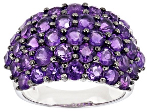Purple Amethyst Rhodium Over Silver Band Ring 5.76ctw