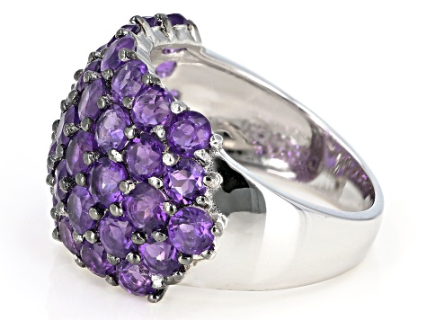Purple Amethyst Rhodium Over Silver Band Ring 5.76ctw