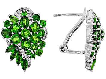 Picture of Green Chrome Diopside Rhodium Over Sterling Silver Earrings 4.49ctw