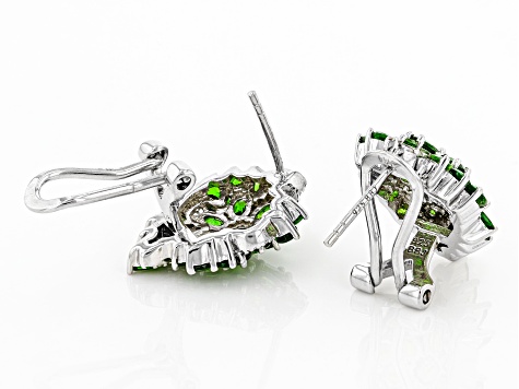 Green Chrome Diopside Rhodium Over Sterling Silver Earrings 4.49ctw