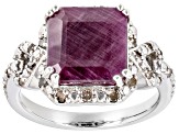 Red Indian Ruby Rhodium Over Silver Ring 6.21ctw