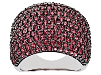 Raspberry Color Rhodolite Rhodium Over Silver Ring 3.74ctw