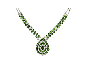 Green chrome diopside rhodium over silver necklace 14.90ctw