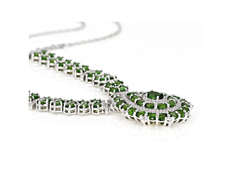 Green chrome diopside rhodium over silver necklace 14.90ctw