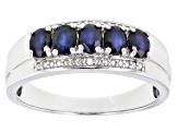 Blue Sapphire Rhodium Over Sterling Silver ring .94ctw