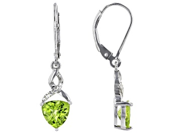 Picture of Green Peridot Rhodium Over Silver Earrings 2.21ctw