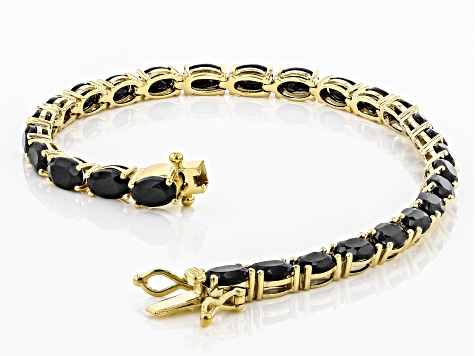 Black Spinel 18k Yellow Gold Over Silver Bracelet 13.80ctw